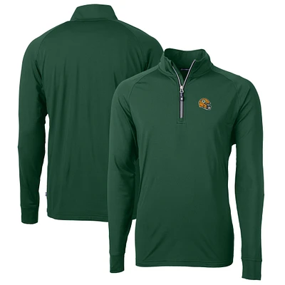 Men's Cutter & Buck Green Bay Packers Helmet Adapt Eco Knit Stretch Recycled Quarter-Zip Pullover Top