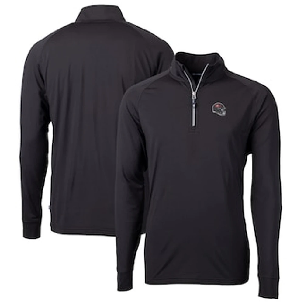 Men's Cutter & Buck Black Tampa Bay Buccaneers Helmet Adapt Eco Knit Stretch Recycled Quarter-Zip Pullover Top