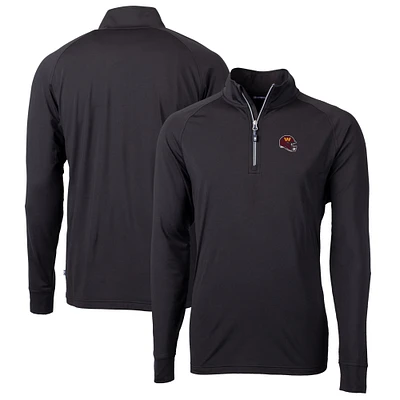Men's Cutter & Buck Washington Commanders Helmet Adapt Eco Knit Stretch Recycled Quarter-Zip Pullover Top