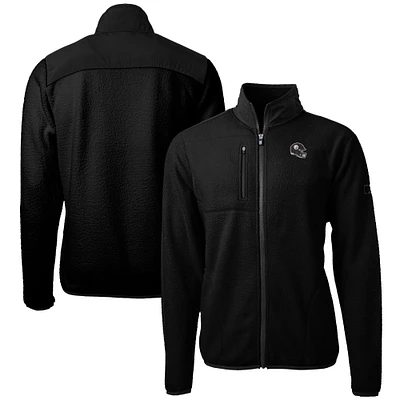 Men's Cutter & Buck Black Pittsburgh Steelers Helmet Cascade Eco Sherpa Fleece Full-Zip Jacket