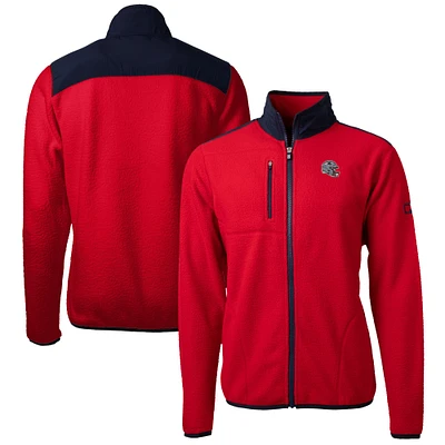 Men's Cutter & Buck Red New England Patriots Helmet Cascade Eco Sherpa Fleece Full-Zip Jacket
