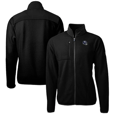 Men's Cutter & Buck Black New York Giants Helmet Cascade Eco Sherpa Fleece Full-Zip Jacket