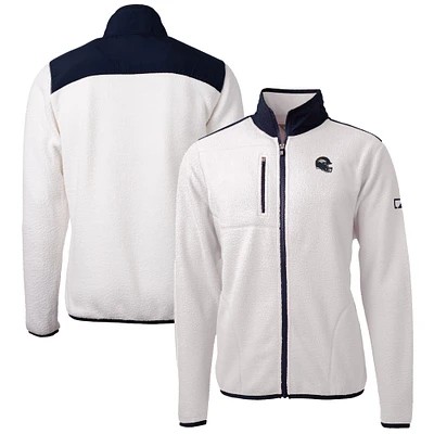Men's Cutter & Buck White Denver Broncos Helmet Cascade Eco Sherpa Fleece Full-Zip Jacket