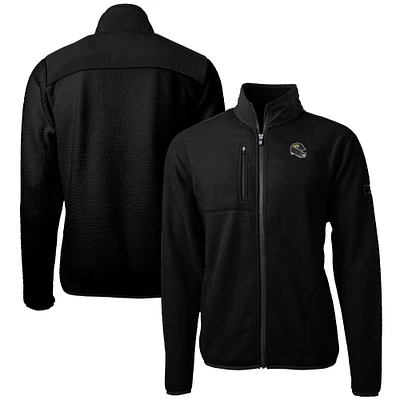 Men's Cutter & Buck Black Jacksonville Jaguars Helmet Cascade Eco Sherpa Fleece Full-Zip Jacket