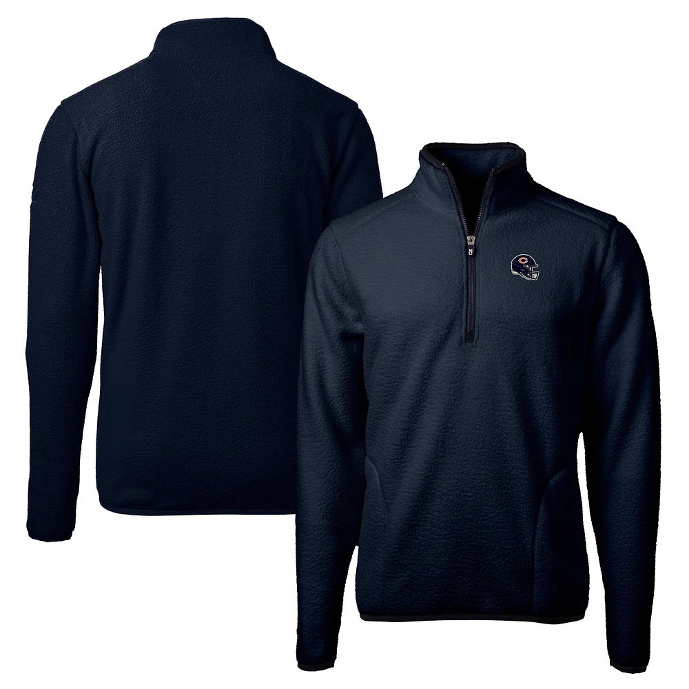 Men's Cutter & Buck Navy Chicago Bears Helmet Cascade Eco Sherpa Fleece Quarter-Zip Pullover Jacket