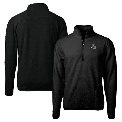 Men's Cutter & Buck  Black Atlanta Falcons Helmet Cascade Eco Sherpa Fleece Quarter-Zip Pullover Jacket