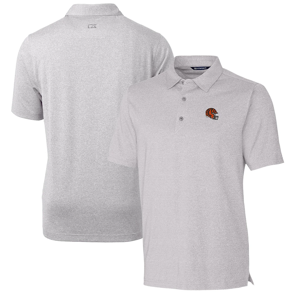 Men's Cutter & Buck Heather Gray Cincinnati Bengals Helmet Forge Stretch Polo