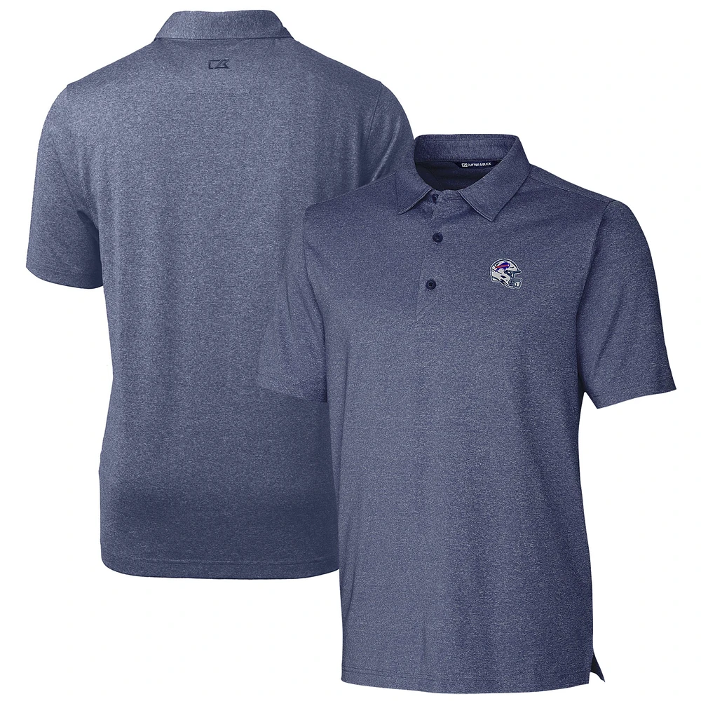 Men's Cutter & Buck Heather Navy Buffalo Bills Helmet Forge Stretch Polo