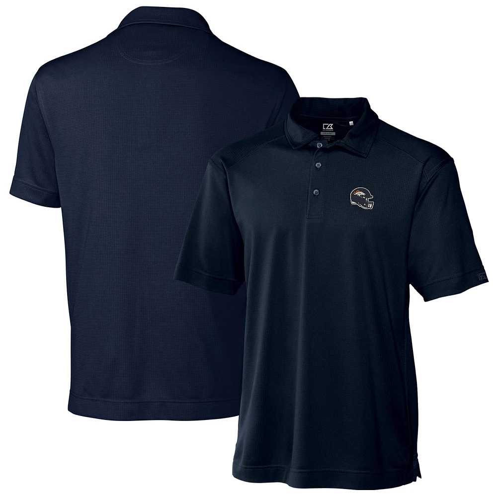 Men's Cutter & Buck Navy Denver Broncos Helmet DryTec Genre Textured Solid Polo