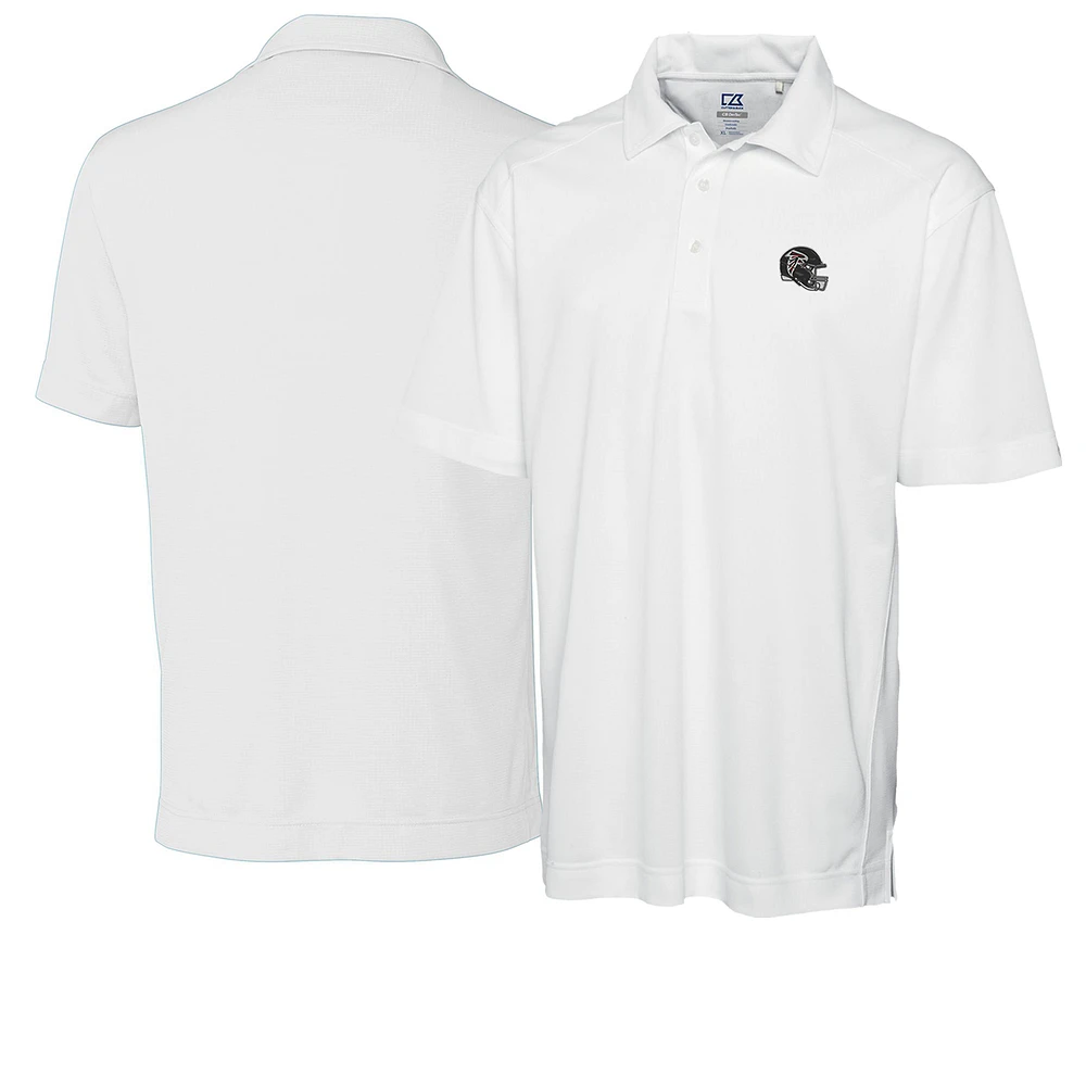 Men's Cutter & Buck White Atlanta Falcons Helmet DryTec Genre Textured Solid Polo