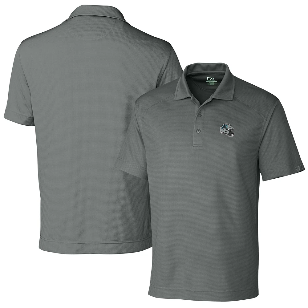 Men's Cutter & Buck Steel Carolina Panthers Helmet DryTec Genre Textured Solid Polo