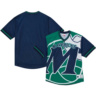 Men's Mitchell & Ness Green Dallas Mavericks Jumbotron 3.0 Mesh V-Neck T-Shirt
