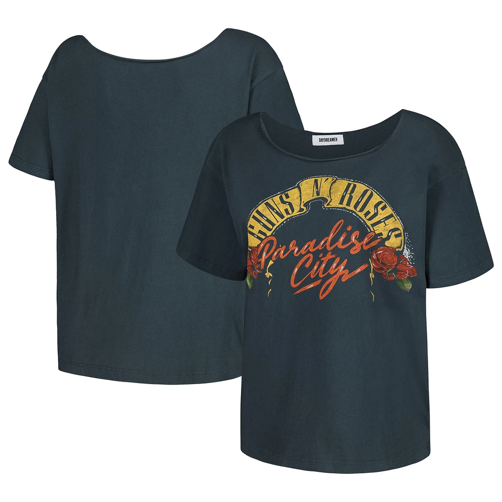 Women's Daydreamer Black Guns N’ Roses Off-Shoulder Graphic T-Shirt