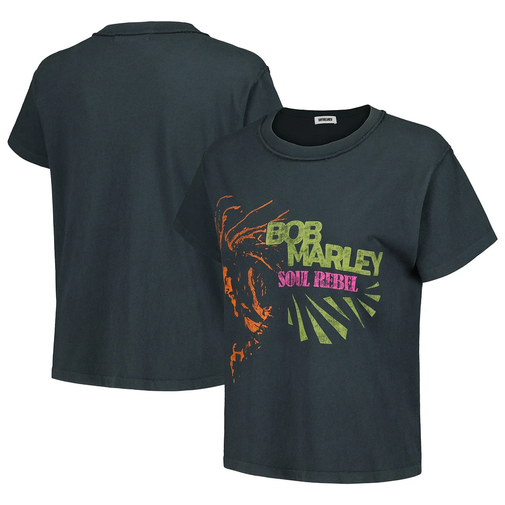 Women's Daydreamer Black Bob Marley Soul Rebel Reverse Girlfriend T-Shirt