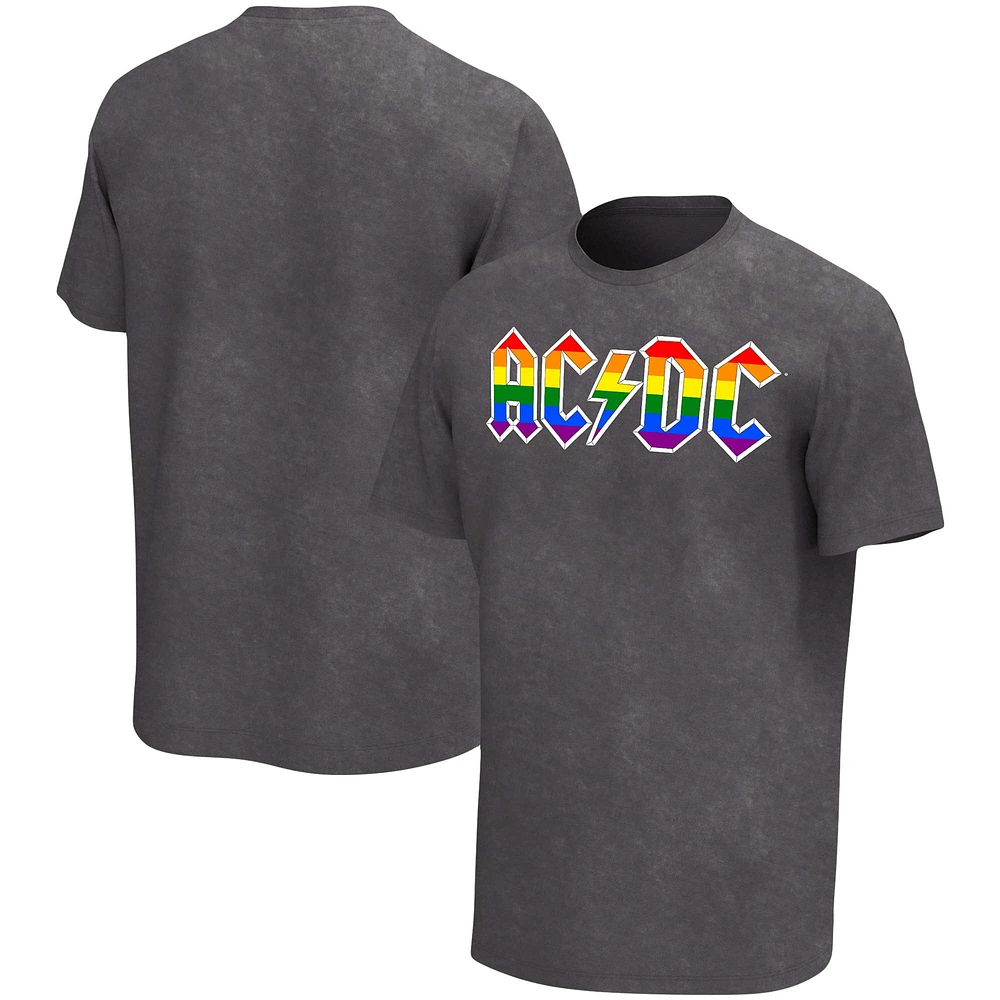 Men's Black AC/DC Rainbow Logo Washed T-Shirt