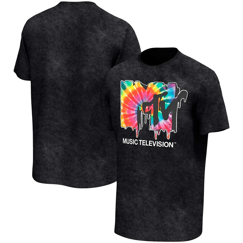 Men's Black MTV Washed Color Logo T-Shirt