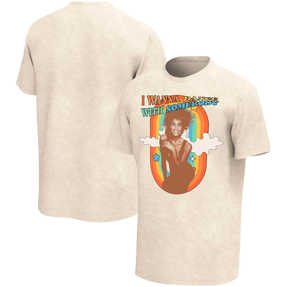 Men's Oatmeal Whitney Houston Dance With Somebody Washed T-Shirt