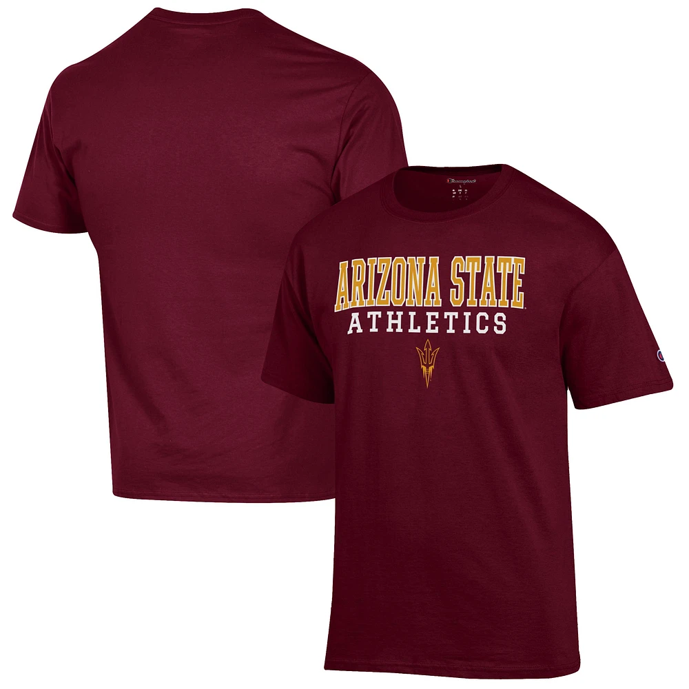 Men's Champion Maroon Arizona State Sun Devils Athletics Logo Stack T-Shirt