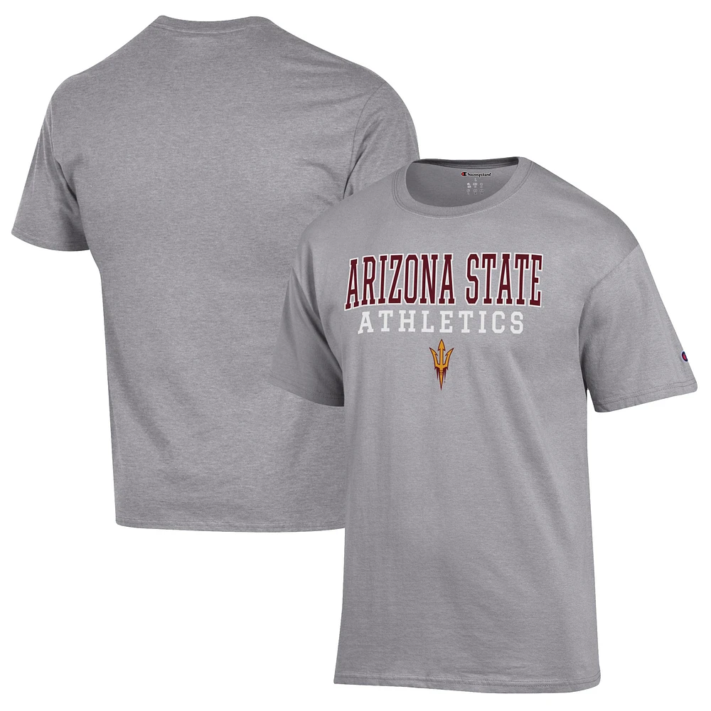 Men's Champion Gray Arizona State Sun Devils Athletics Logo Stack T-Shirt