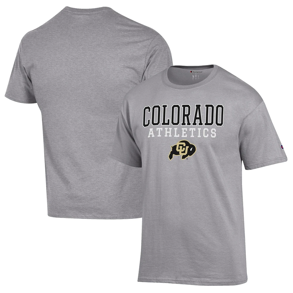 Men's Champion Gray Colorado Buffaloes Athletics Logo Stack T-Shirt