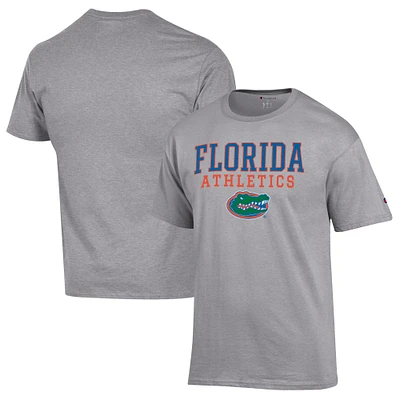 Men's Champion  Gray Florida Gators Athletics Logo Stack T-Shirt