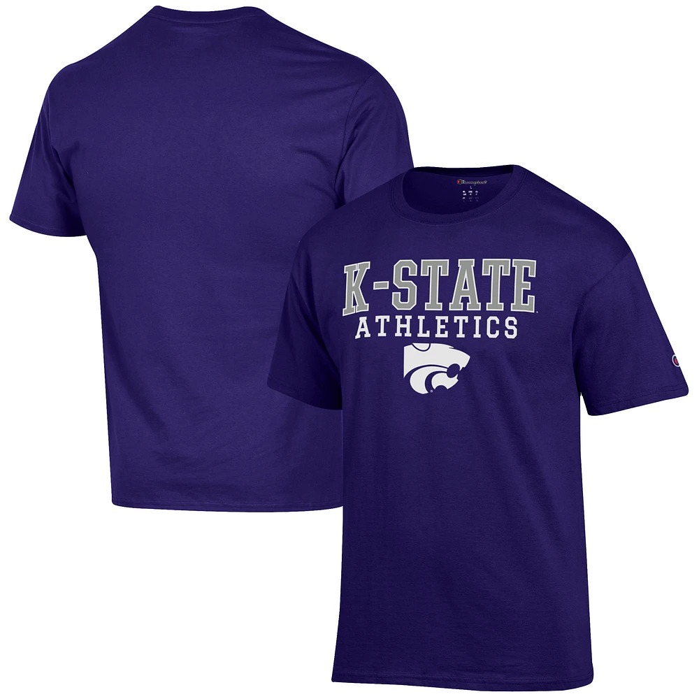 Men's Champion Purple Kansas State Wildcats Athletics Logo Stack T-Shirt