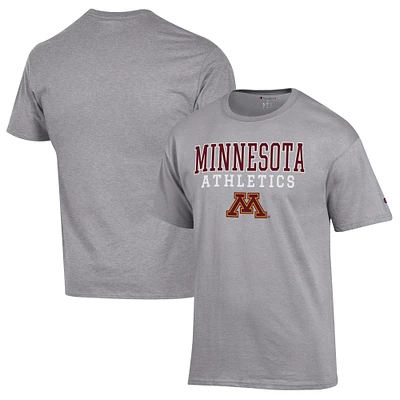 Men's Champion Gray Minnesota Golden Gophers Athletics Logo Stack T-Shirt