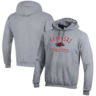 Men's Champion Gray Arkansas Razorbacks Athletics Logo Pullover Hoodie