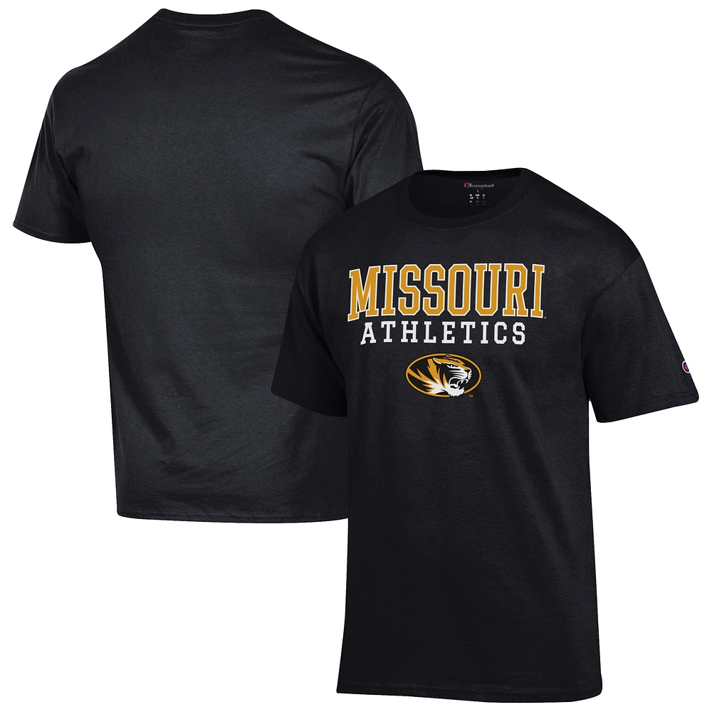 Men's Champion Black Missouri Tigers Athletics Logo Stack T-Shirt