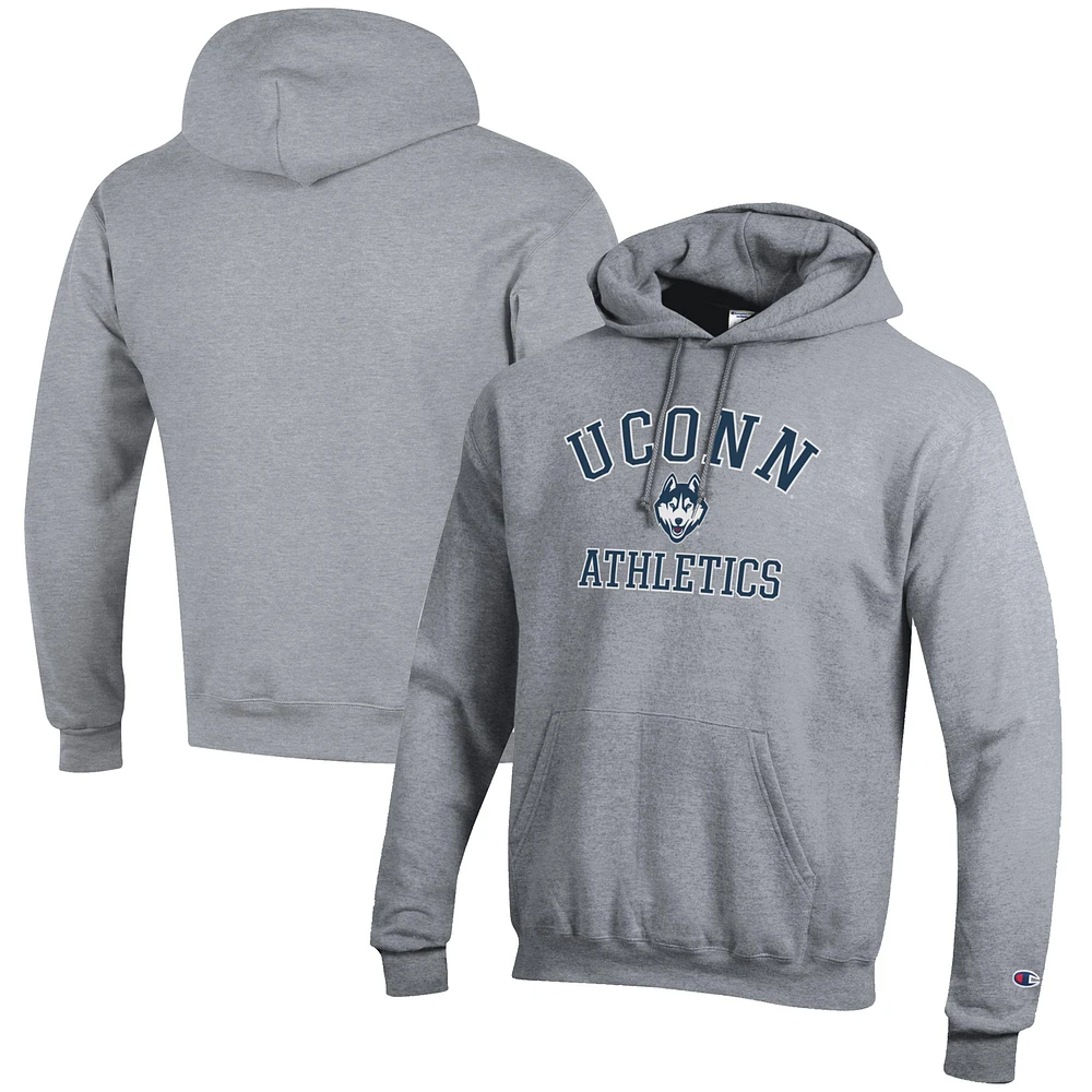 Men's Champion Gray UConn Huskies Athletics Logo Pullover Hoodie
