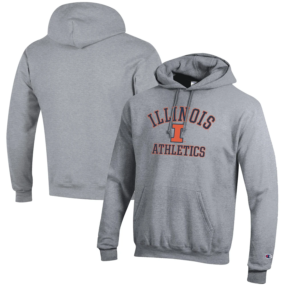 Men's Champion Gray Illinois Fighting Illini Athletics Logo Pullover Hoodie