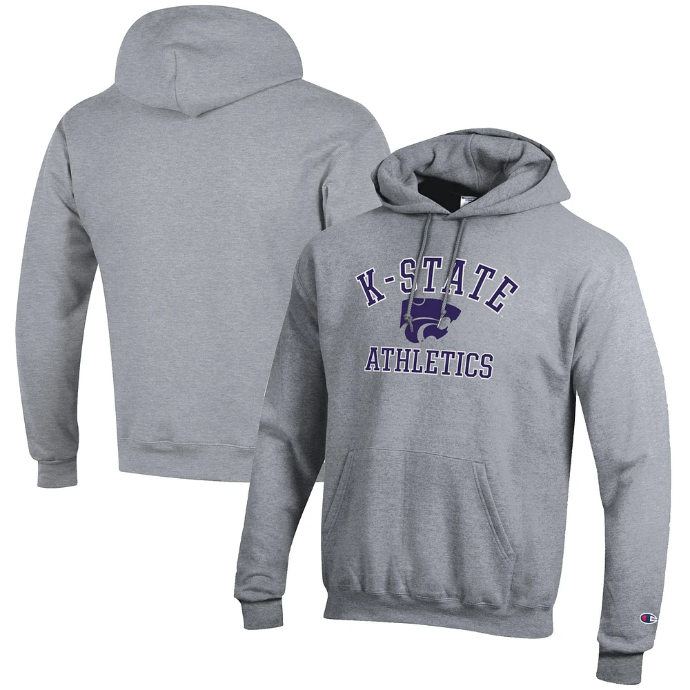 Men's Champion Gray Kansas State Wildcats Athletics Logo Pullover Hoodie