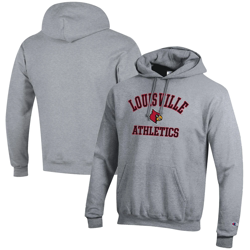 Men's Champion Gray Louisville Cardinals Athletics Logo Pullover Hoodie