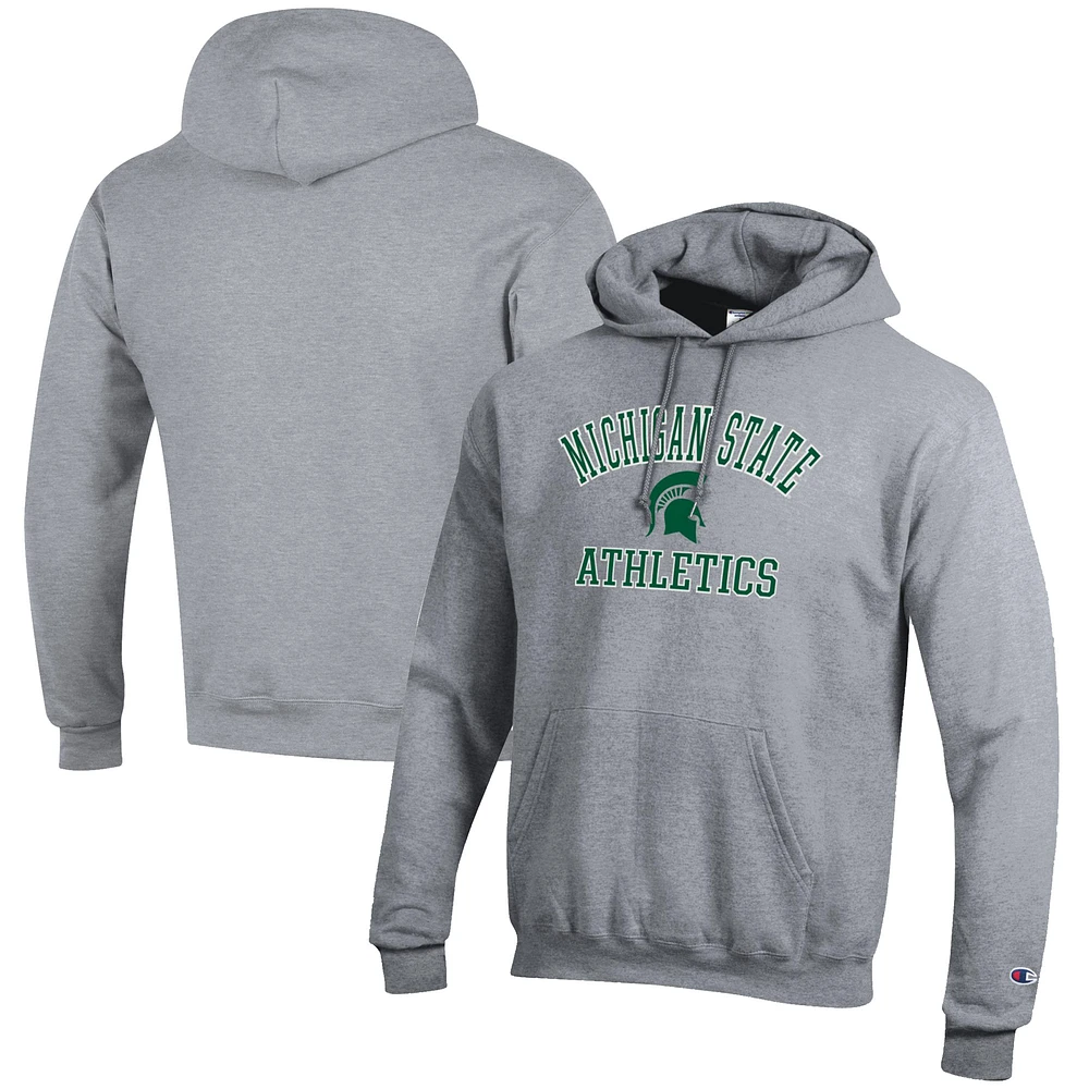 Men's Champion Gray Michigan State Spartans Athletics Logo Pullover Hoodie