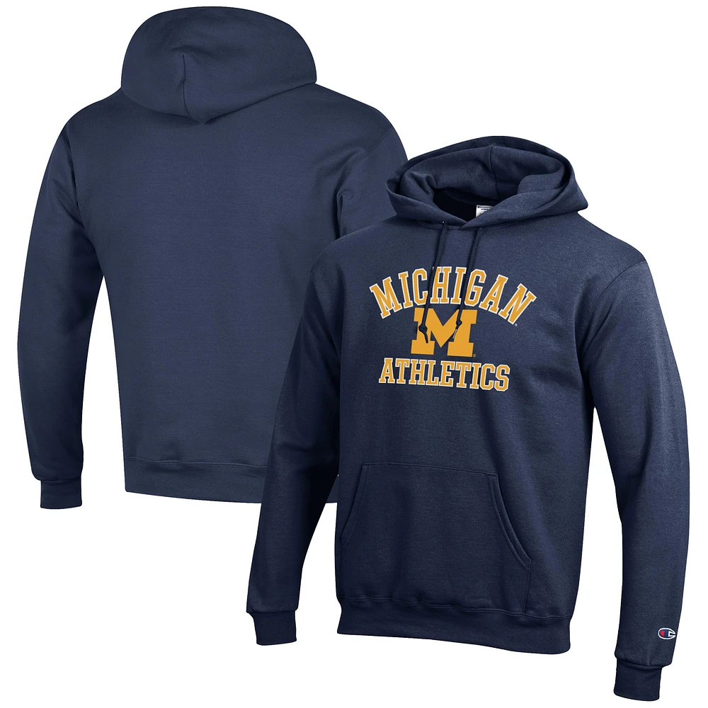 Men's Champion Navy Michigan Wolverines Athletics Logo Pullover Hoodie