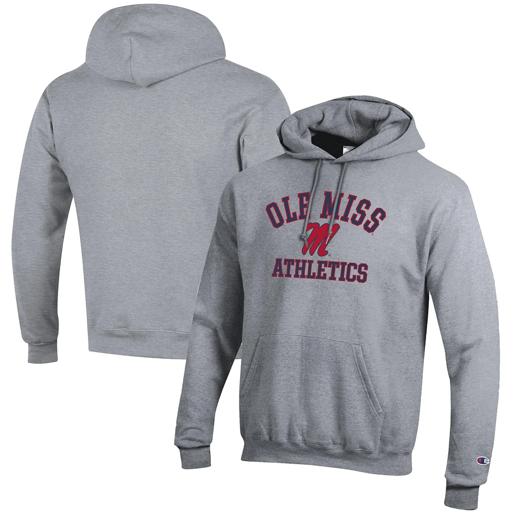 Men's Champion Gray Ole Miss Rebels Athletics Logo Pullover Hoodie