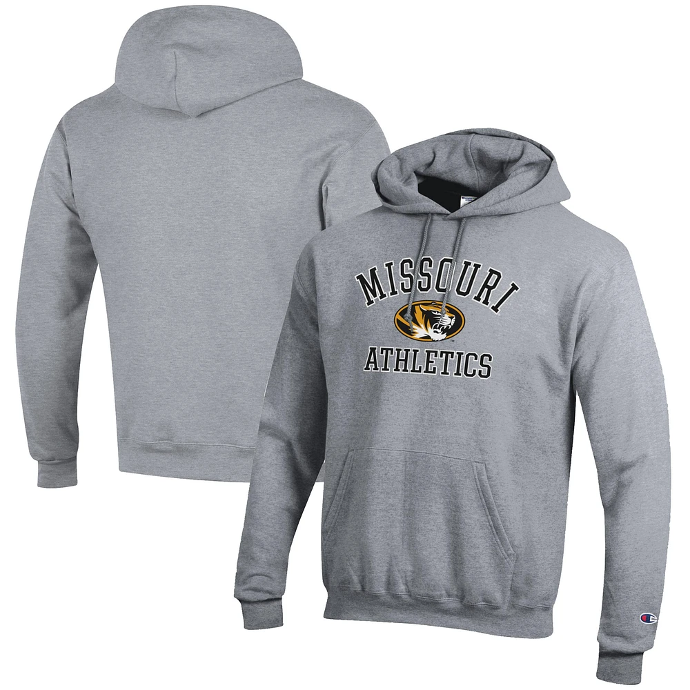 Men's Champion Gray Missouri Tigers Athletics Logo Pullover Hoodie