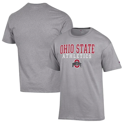 Men's Champion Gray Ohio State Buckeyes Athletics Logo Stack T-Shirt