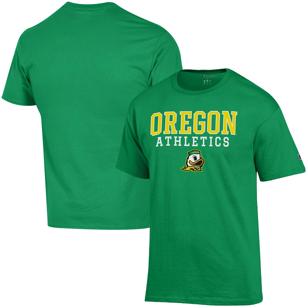 Men's Champion Green Oregon Ducks Athletics Logo Stack T-Shirt