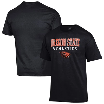 Men's Champion Black Oregon State Beavers Athletics Logo Stack T-Shirt