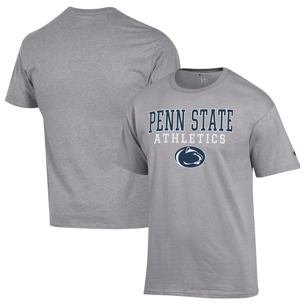 Men's Champion Gray Penn State Nittany Lions Athletics Logo Stack T-Shirt