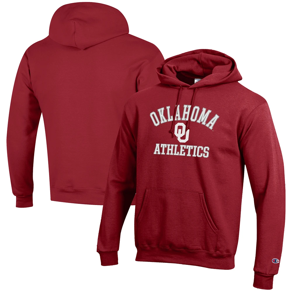 Men's Champion Crimson Oklahoma Sooners Athletics Logo Pullover Hoodie