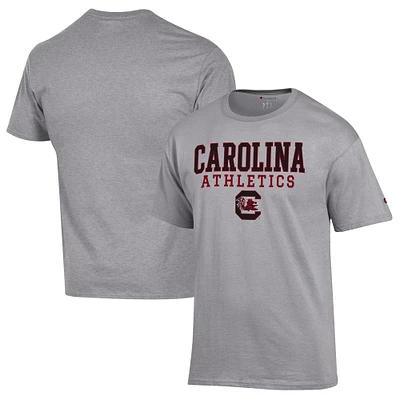 Men's Champion Gray South Carolina Gamecocks Athletics Logo Stack T-Shirt