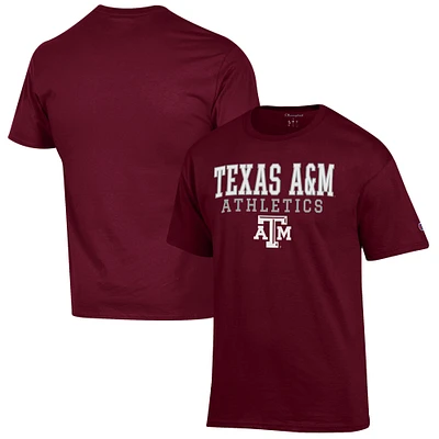 Men's Champion Maroon Texas A&M Aggies Athletics Logo Stack T-Shirt