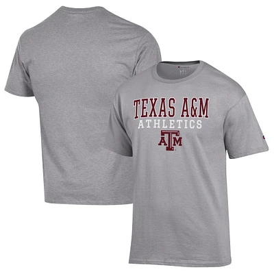 Men's Champion Gray Texas A&M Aggies Athletics Logo Stack T-Shirt