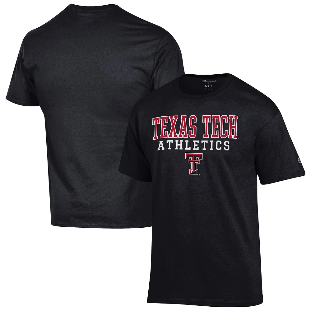 Men's Champion Black Texas Tech Red Raiders Athletics Logo Stack T-Shirt