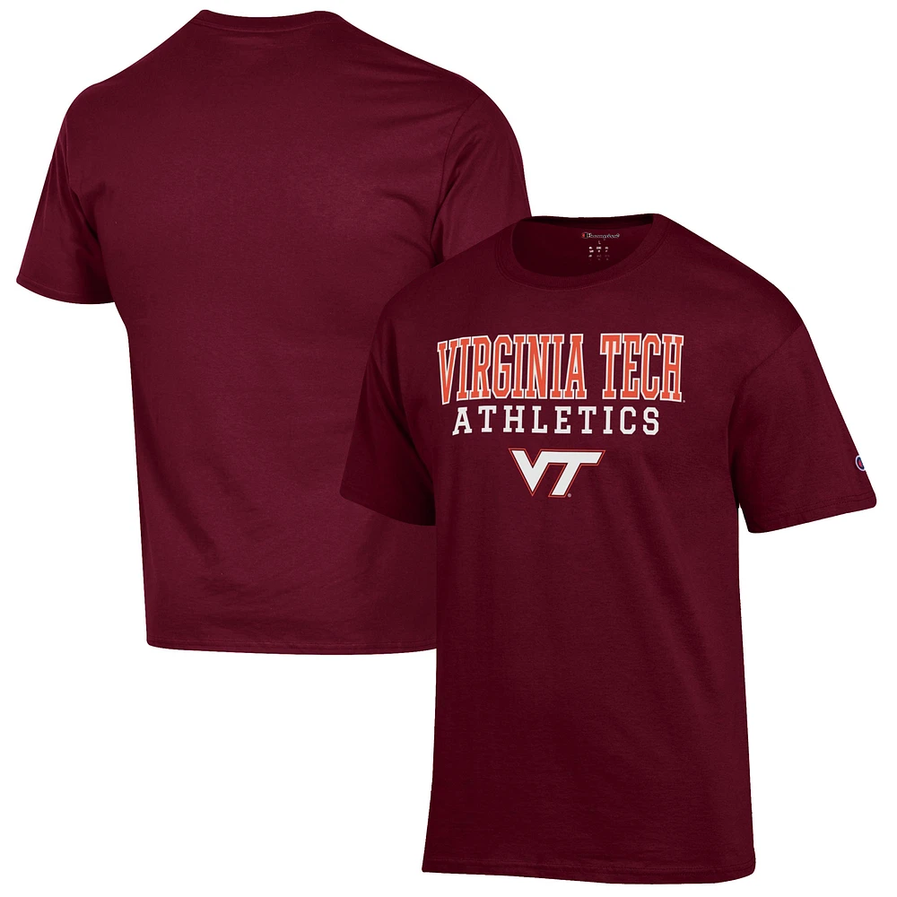 Men's Champion Maroon Virginia Tech Hokies Athletics Logo Stack T-Shirt