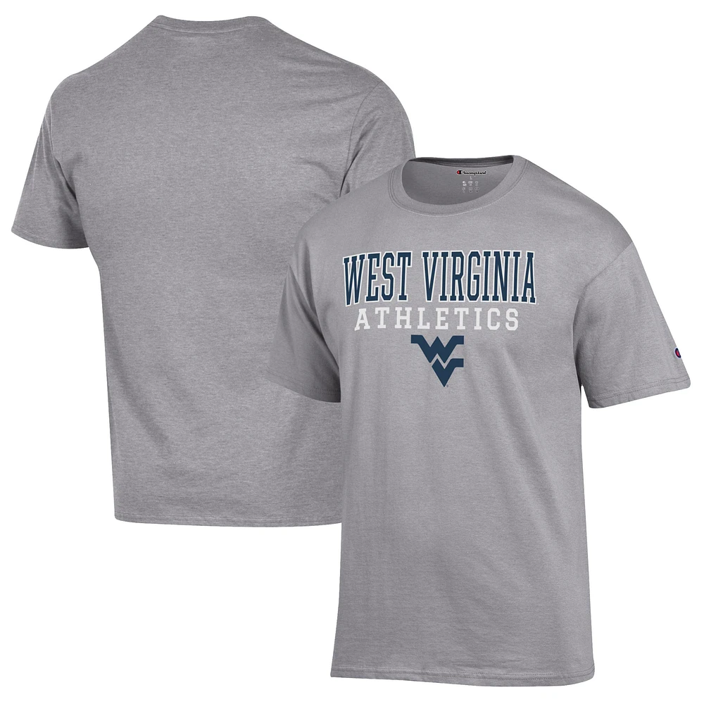 Men's Champion Gray West Virginia Mountaineers Athletics Logo Stack T-Shirt