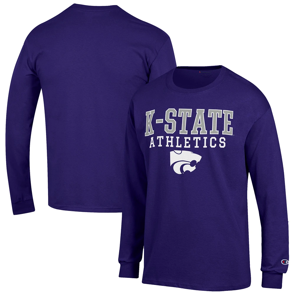 Men's Champion Kansas State Wildcats Athletics Logo Stack Long Sleeve T-Shirt
