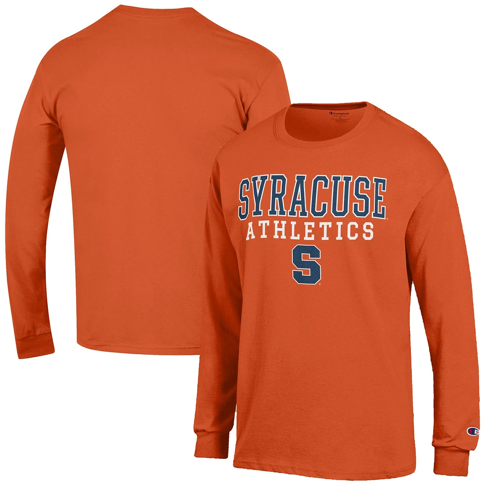 Men's Champion Orange Syracuse Athletics Logo Stack Long Sleeve T-Shirt